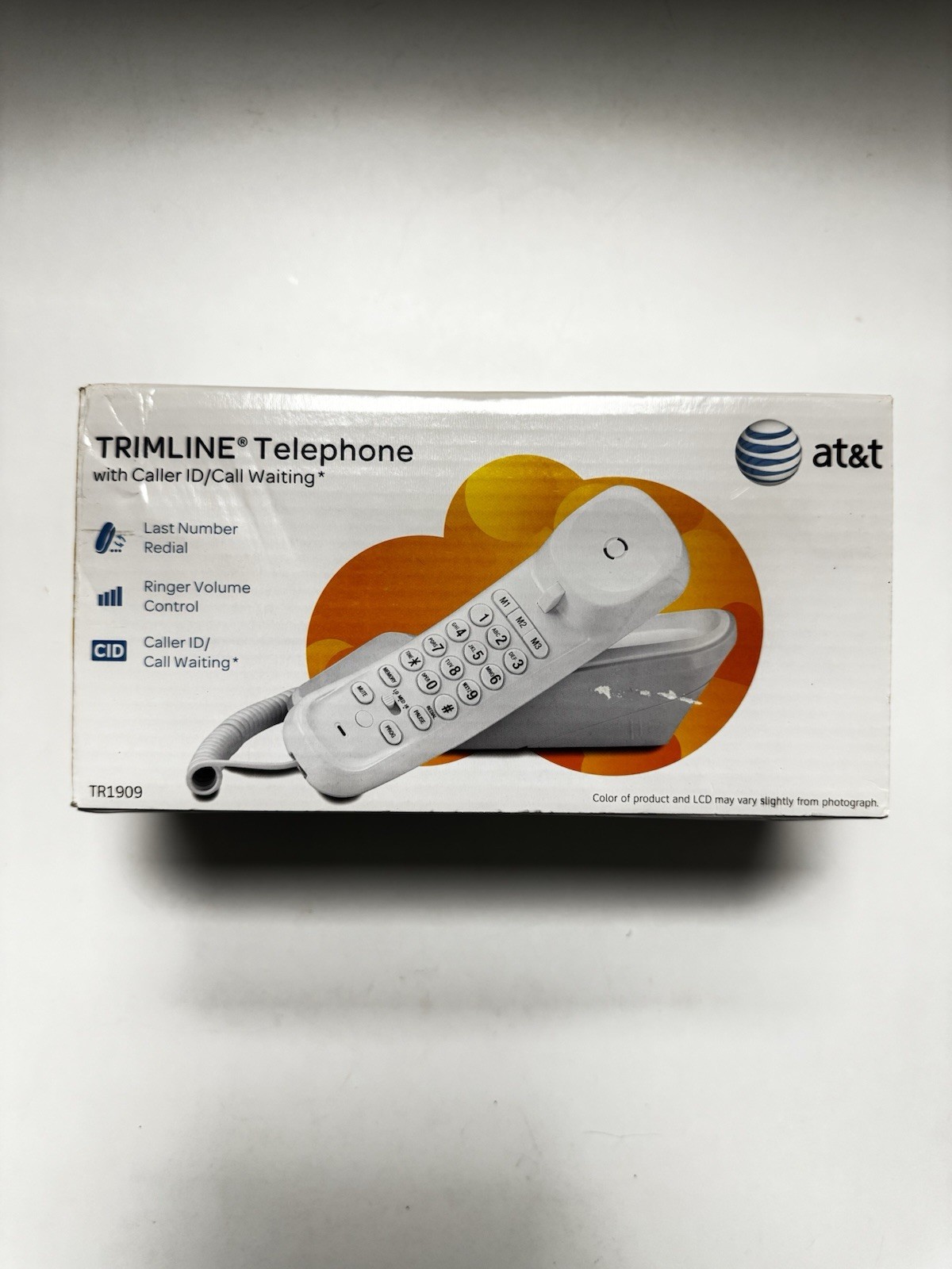 AT&T TR1909 Trimline White Corded Phone with Caller ID - New In Box - Sealed