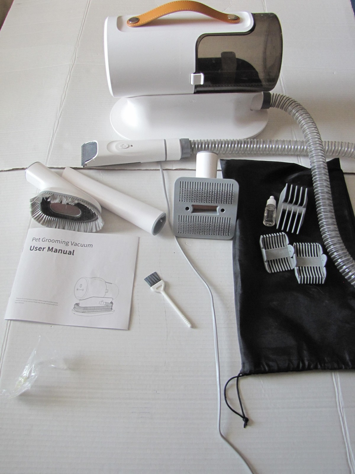 AIRROBO Pet Grooming Vacuum Kit White Dog Hair Clipper Trimmer Tools Bag Set