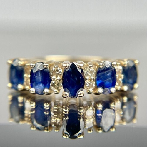 2Ct Oval Cut Sapphire & Lab Created Diamond 14K Yellow Gold FN Wedding Band Ring