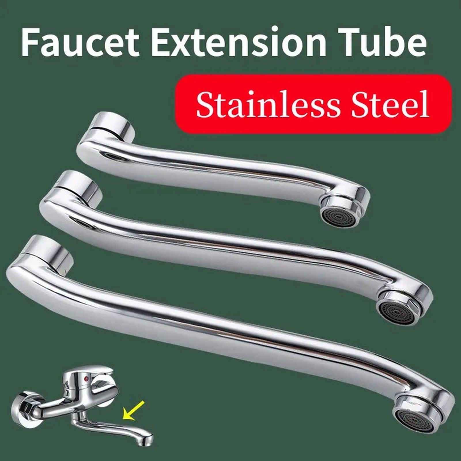 Stainless Steel Kitchen Faucet Extension Tube S-Bend Elbow Repair Part