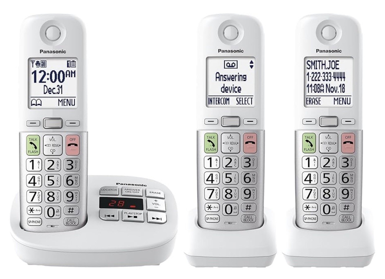 Panasonic Cordless Phone with Large Display and Big Buttons - KX-TGU433W