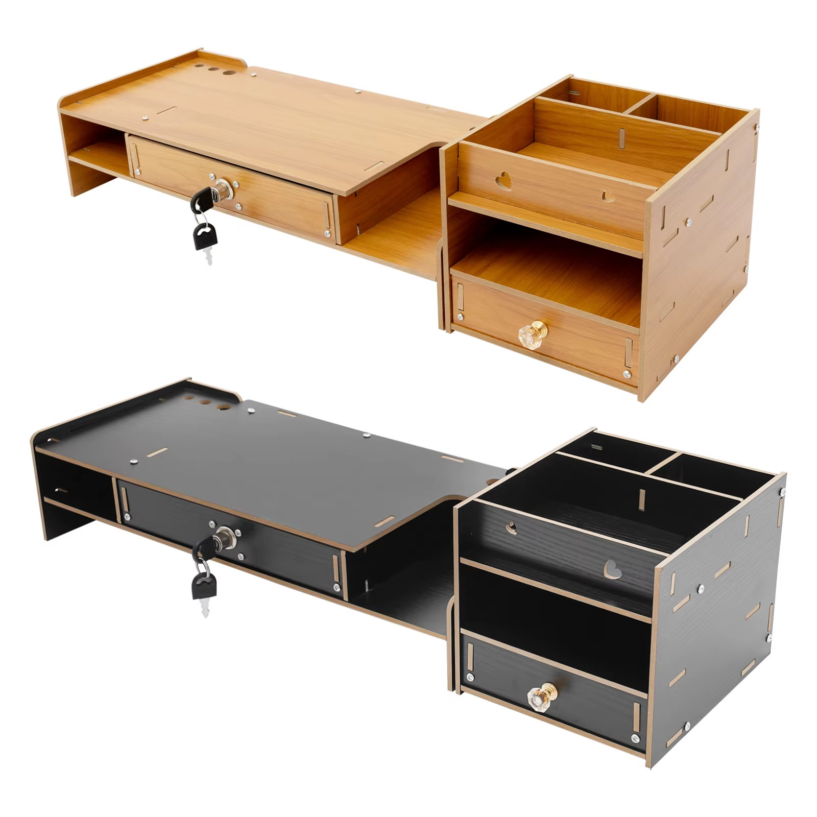 Computer Monitor Stand Riser w Drawer Storage Desktop Organizer 18.9in