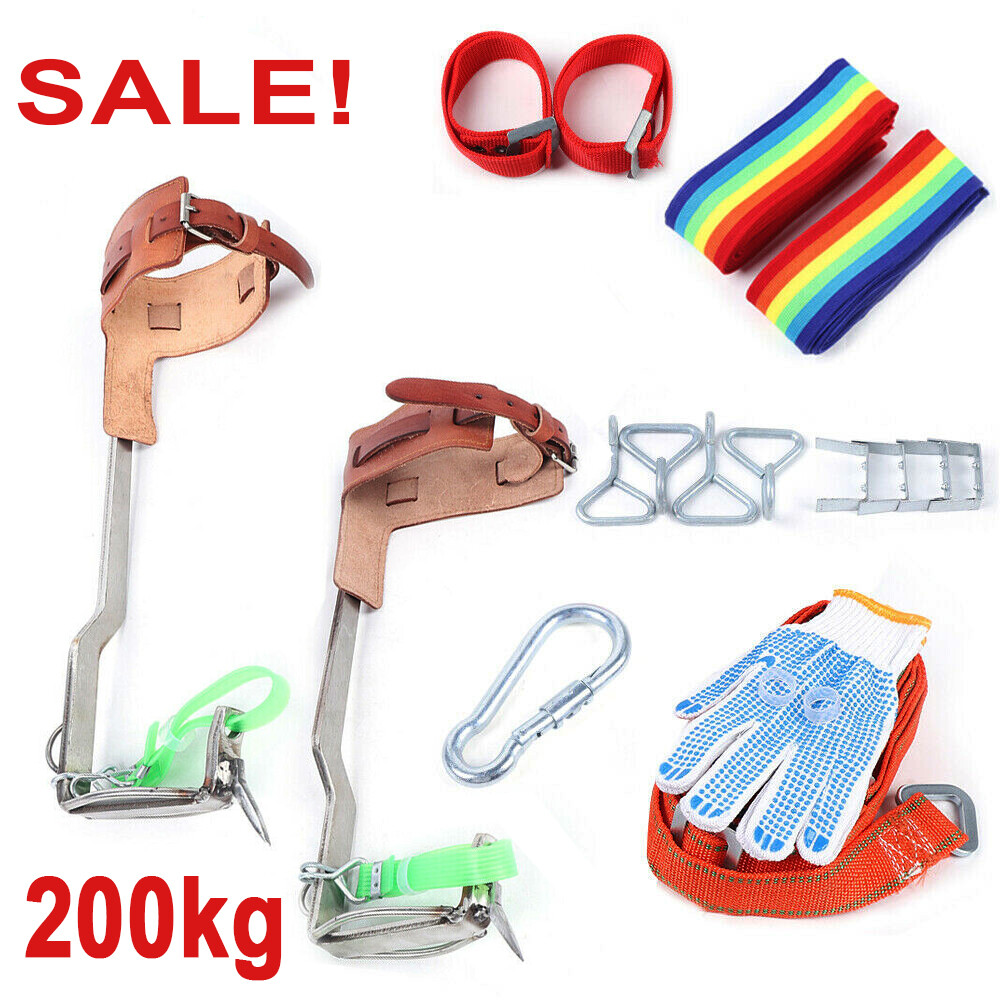 2 Gears Tree Climbing Spike Set Safety Belt Adjustable Rope Lanyard Rescue Belt