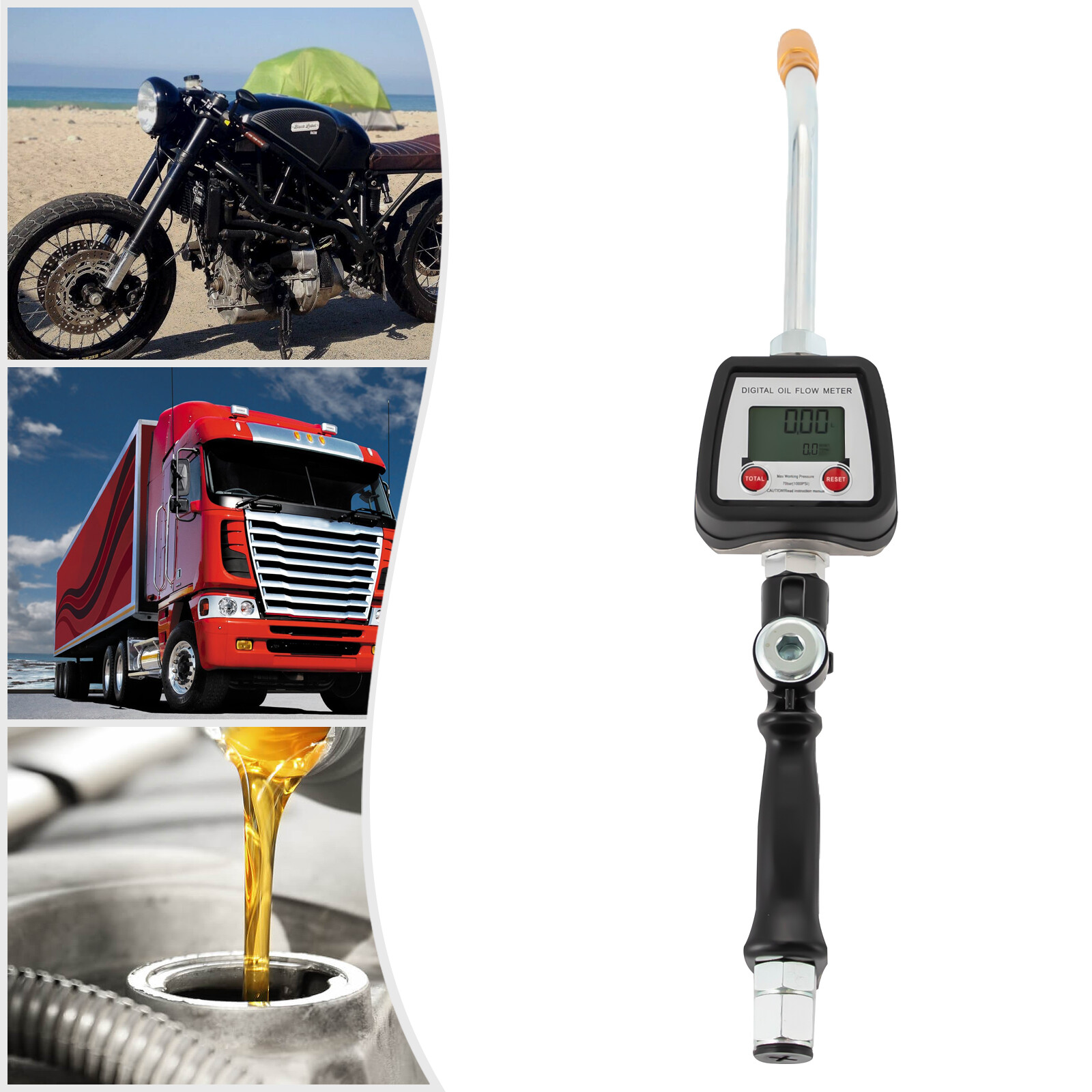 Oil Fluid Dispenser Wear-resistant Digital Oil Control Valve W/LCD Screen+Nozzle