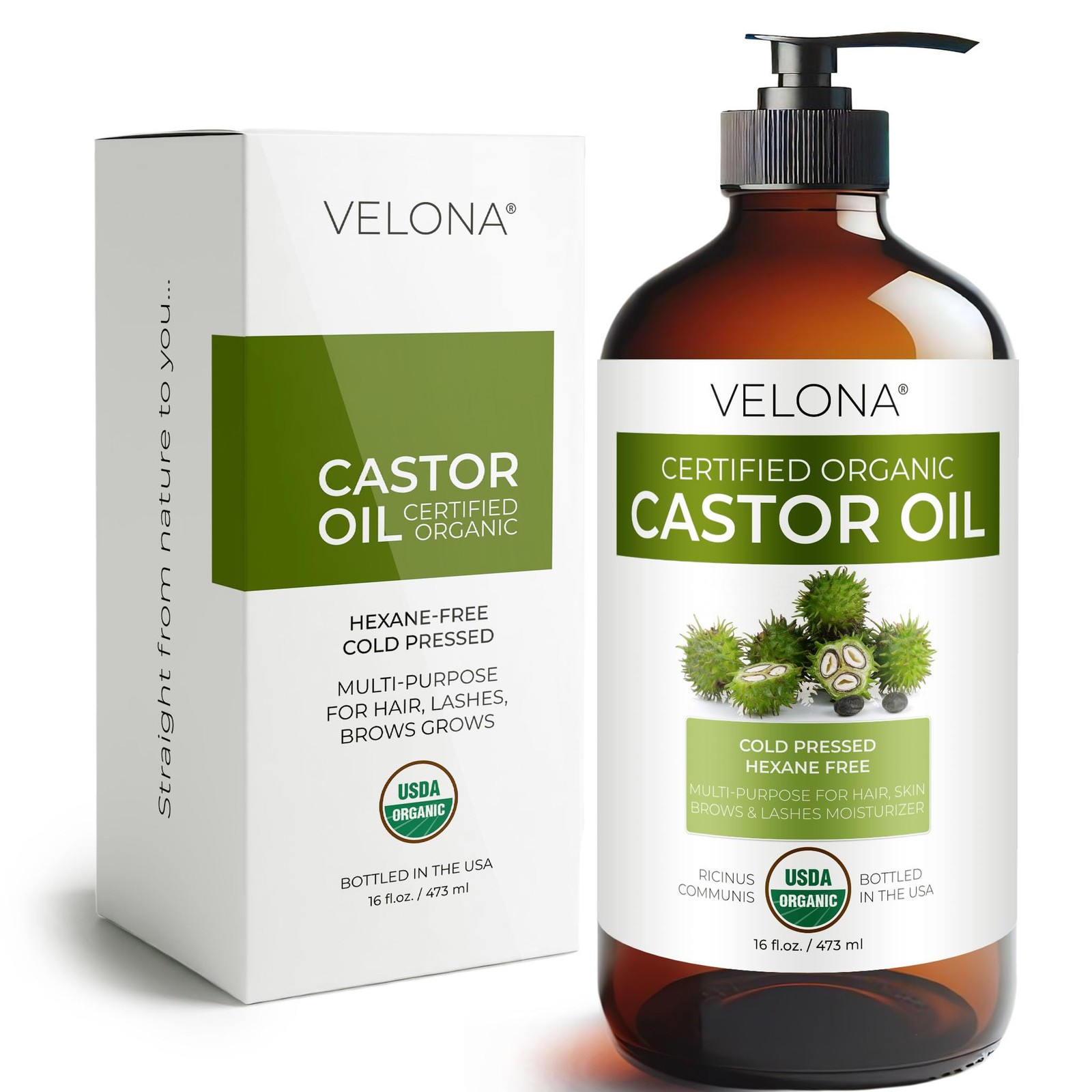 USDA Certified Organic Castor Oil – 16 fl oz in Glass Bottle | Cold  Pressed