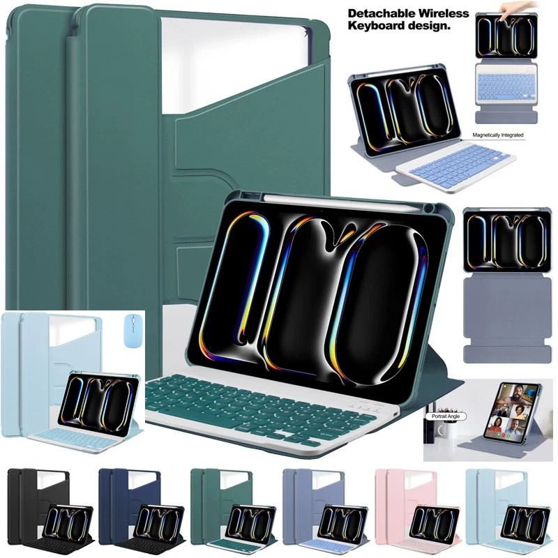 For iPad Air Pro 13 M5 M4 M3 M2 12.9 Bluetooth Keyboard Flip Leather Case Cover
