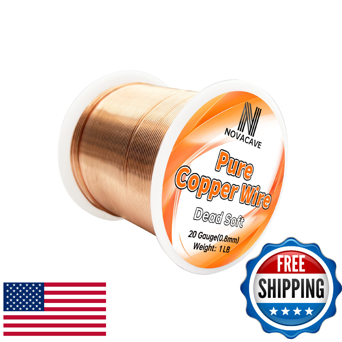Novacave Copper Wire for Jewelry Making, Dead Soft 1 LB Spool Jewelry Wire (20 G