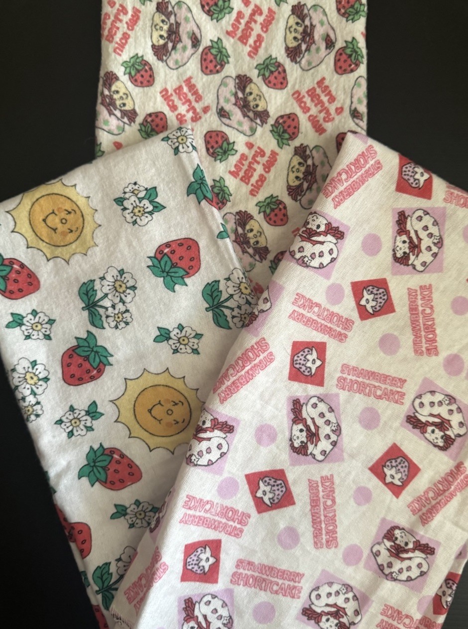 Strawberry Shortcake 3 Lot Flannel Receiving Blankets (1) EUC (2) NEW