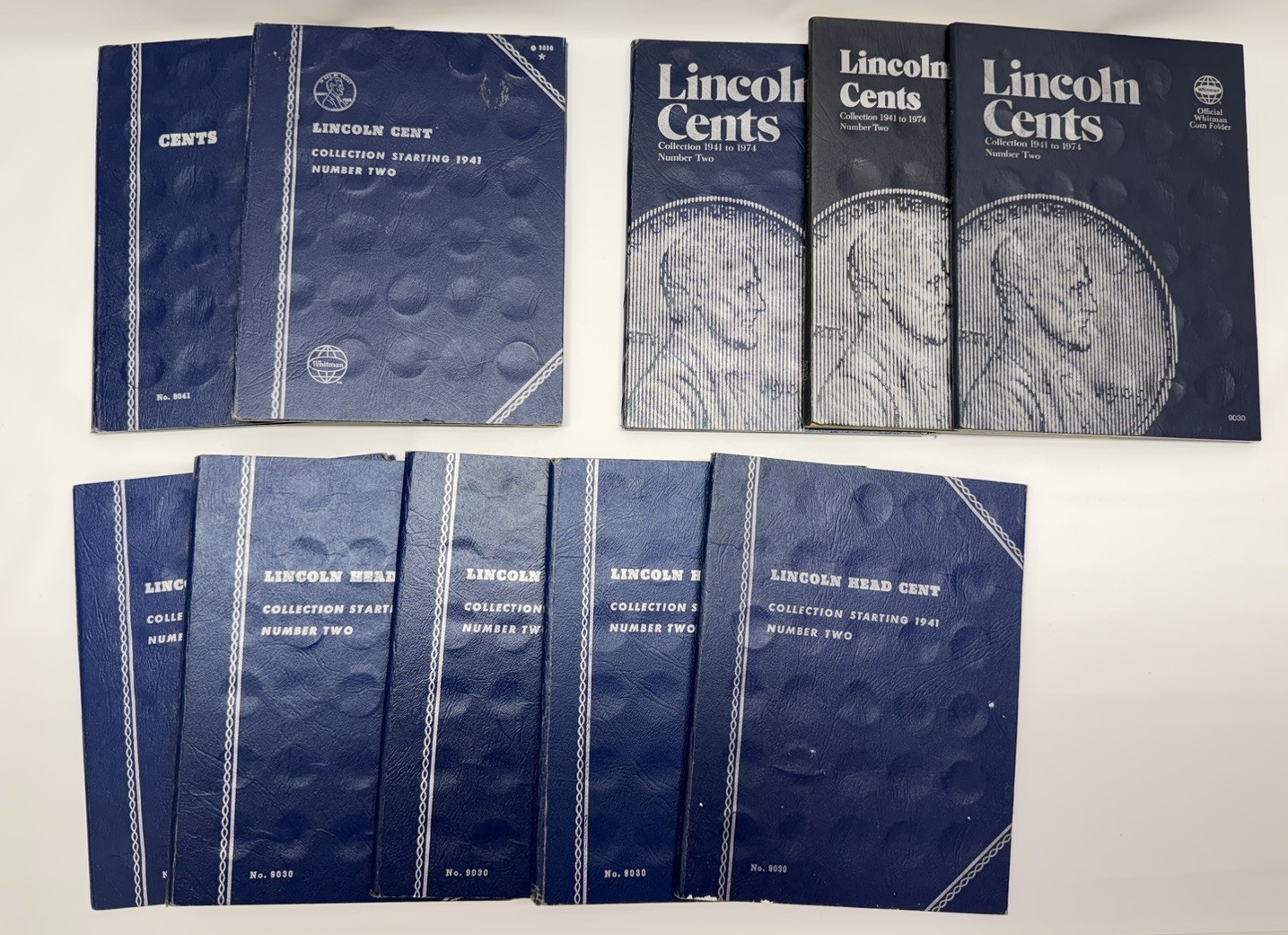 (10 ) Vintage lincoln cent Whitman coin folder books Used Condition L@@K