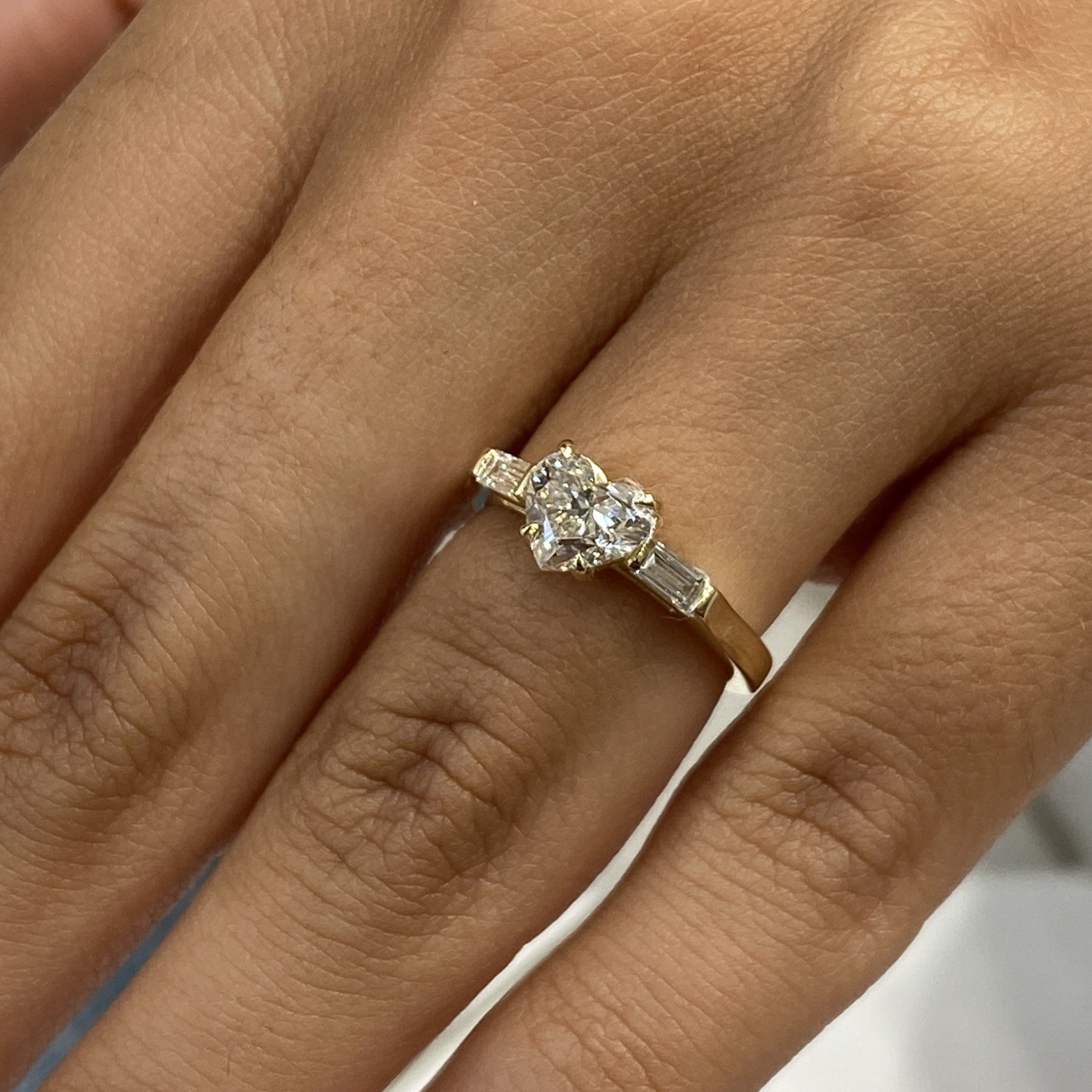 Diamond Heart Ring IGI Certified VVS2 E 2.2 Carat Lab created 14K Yellow Gold