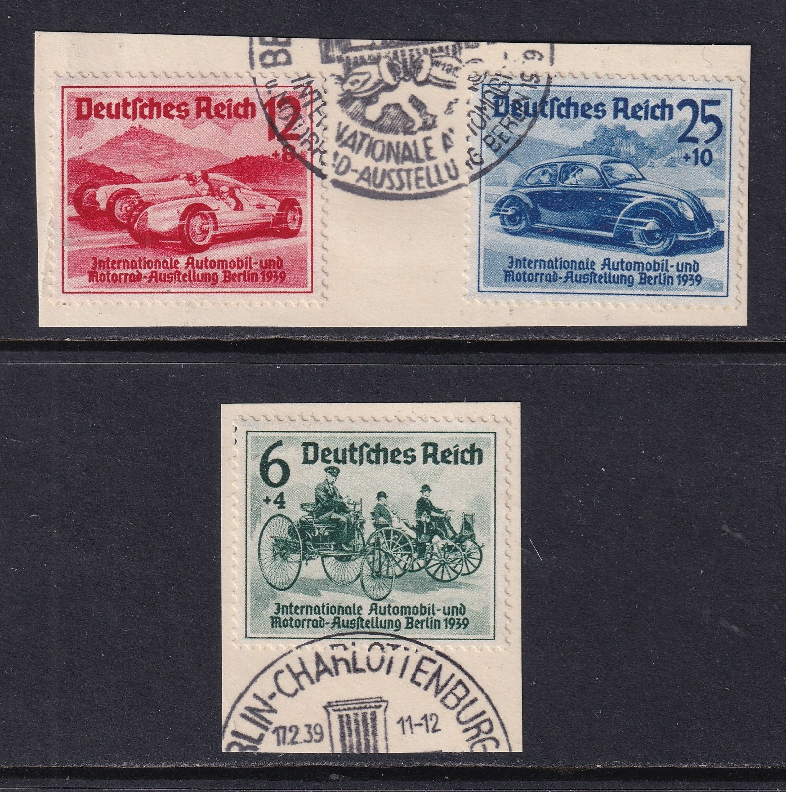 GERMANY 1939 Berlin Motor Show set of 3 SG 674-676 Used on Pieces (CV £19)