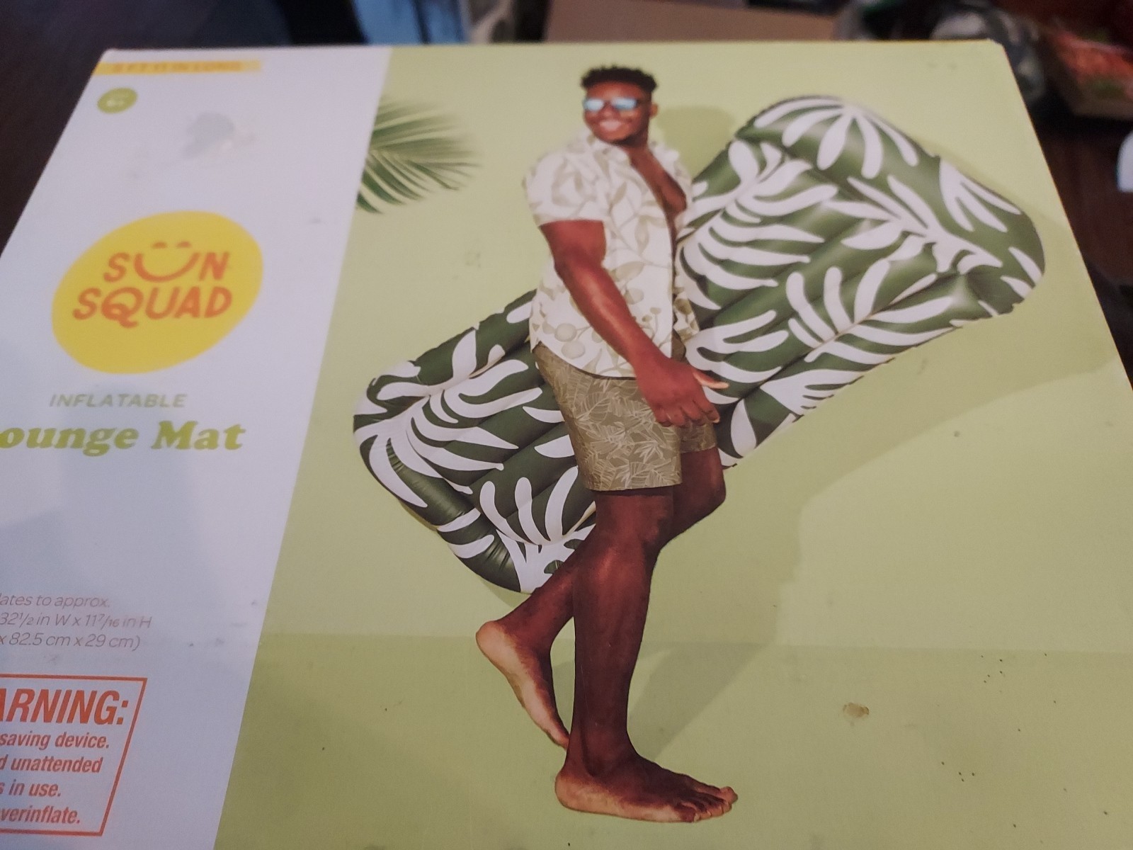 Sun Squad Pool Lounge Palm Lounger PVC Water Float Green ✅️