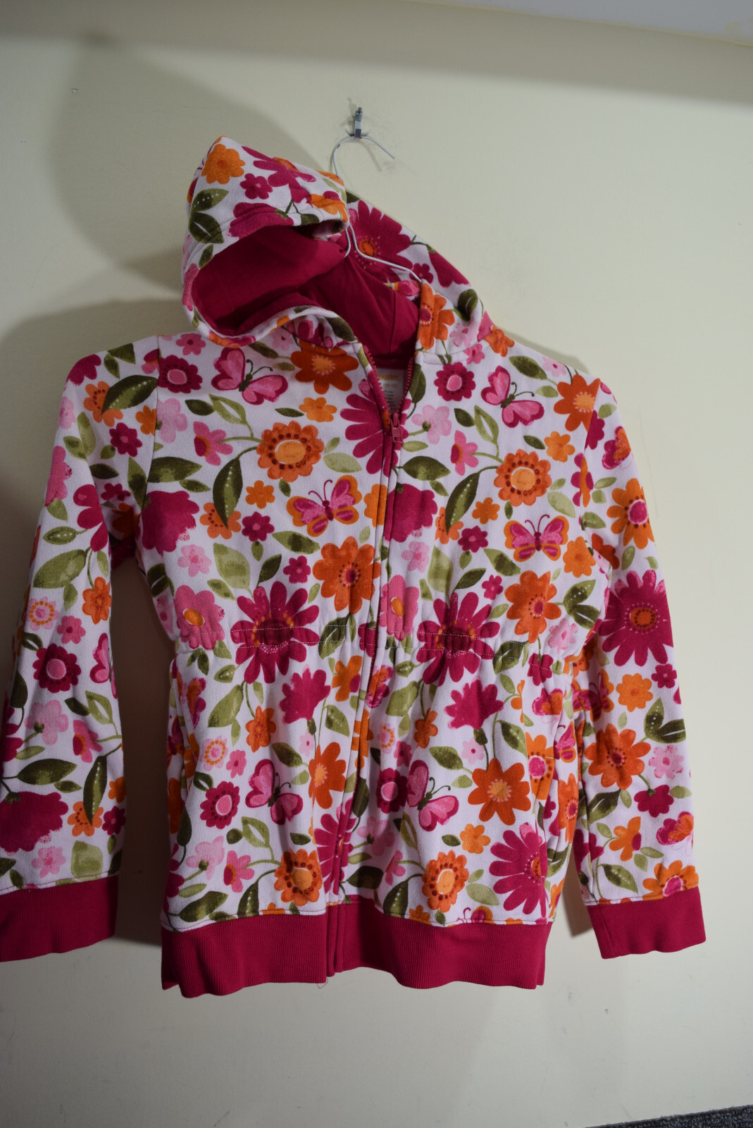 2011 Gymboree GIRLS L 10-12 Floral Full Zip Hoodie Sweatshirt