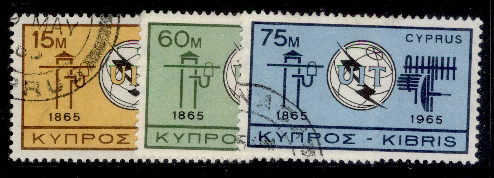 CYPRUS GVI SG262-264, 1965 ITU centenary set, FINE USED.