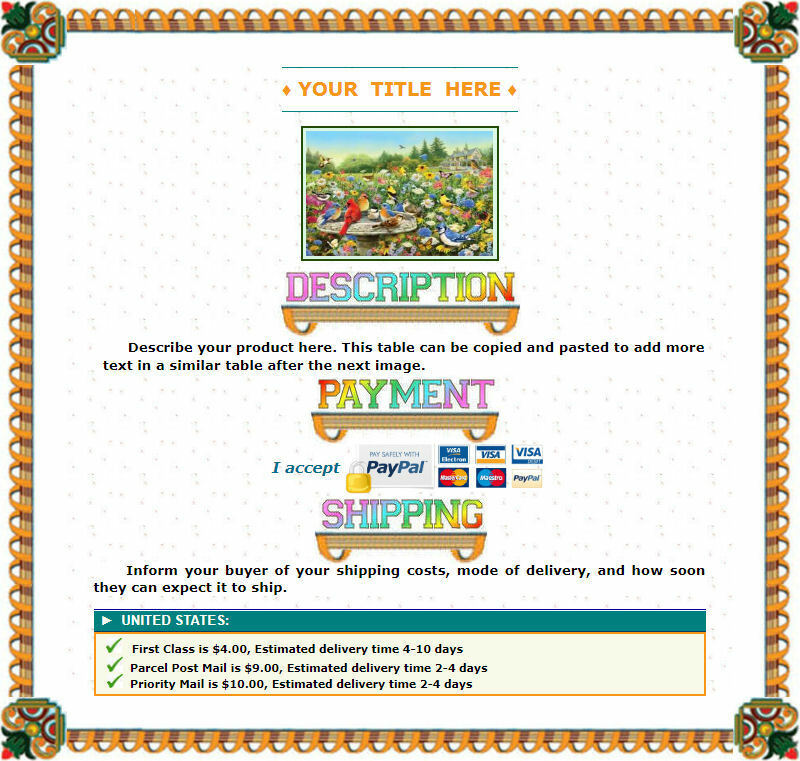 AUCTION TEMPLATE Certificate Design Border - FREE SHIPPING