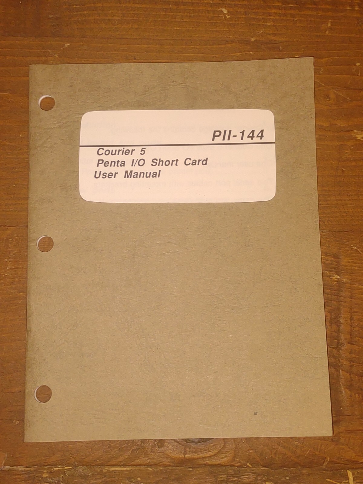 User Manual Book Courier 5 PII-144 Penta I/O Short Card IBM PC XT AT & COMPATS