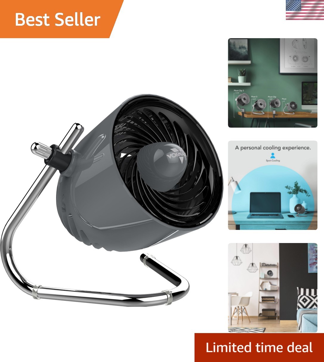 Pivot Personal Air Circulator Fan, 6-inch, Quiet Portable Travel Fan, 3 Speed...