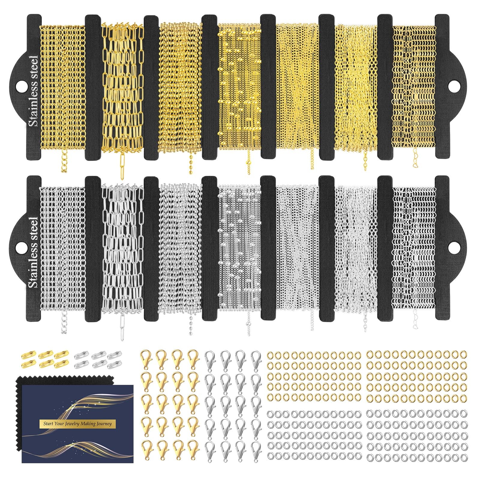 HUISUYTON Necklace Chain for Jewelry Small to Medium, Gold and Silver-45.93Ft 