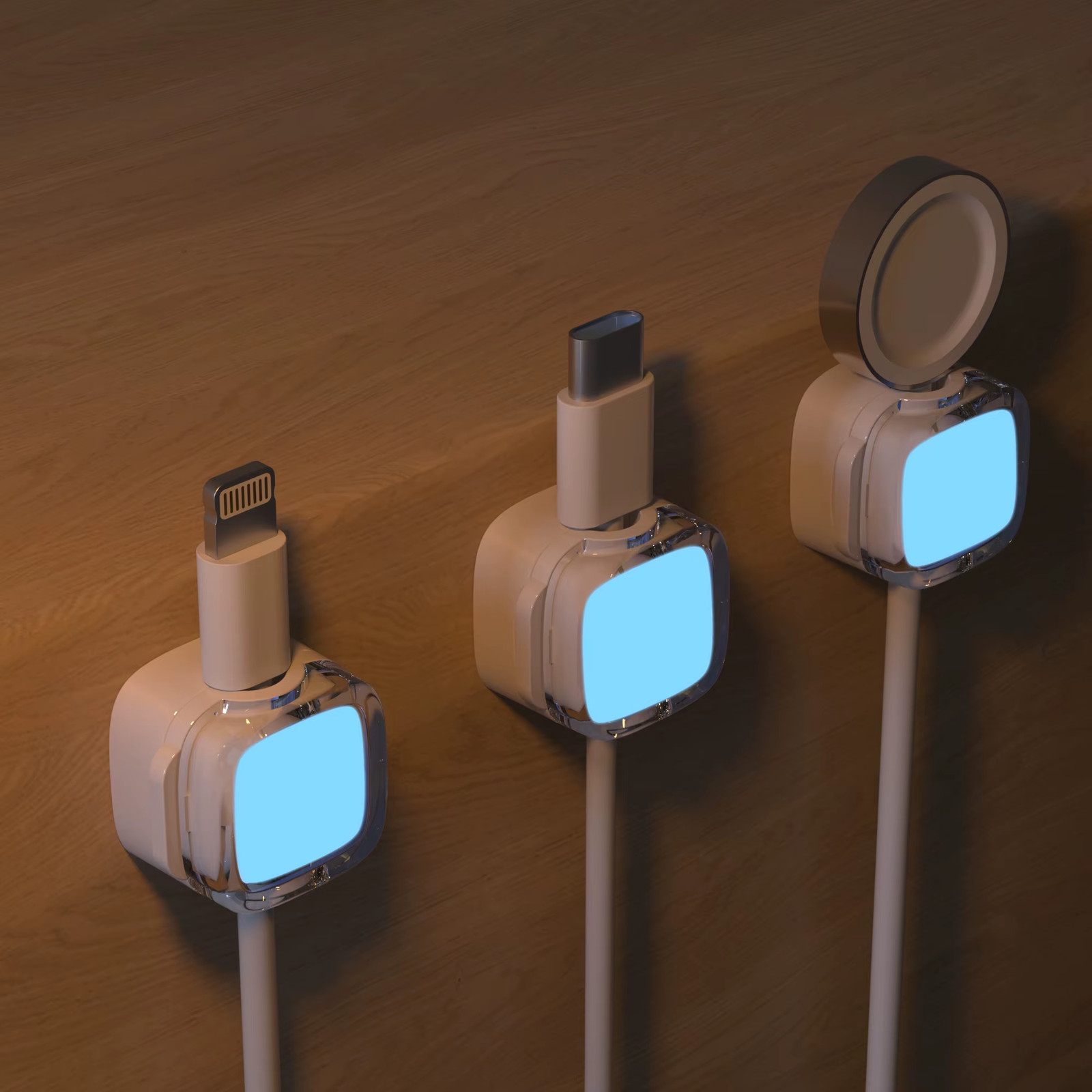 Luminous Magnetic Cable Organizer, Office Desk Data Cable Holder, Bedside Table 