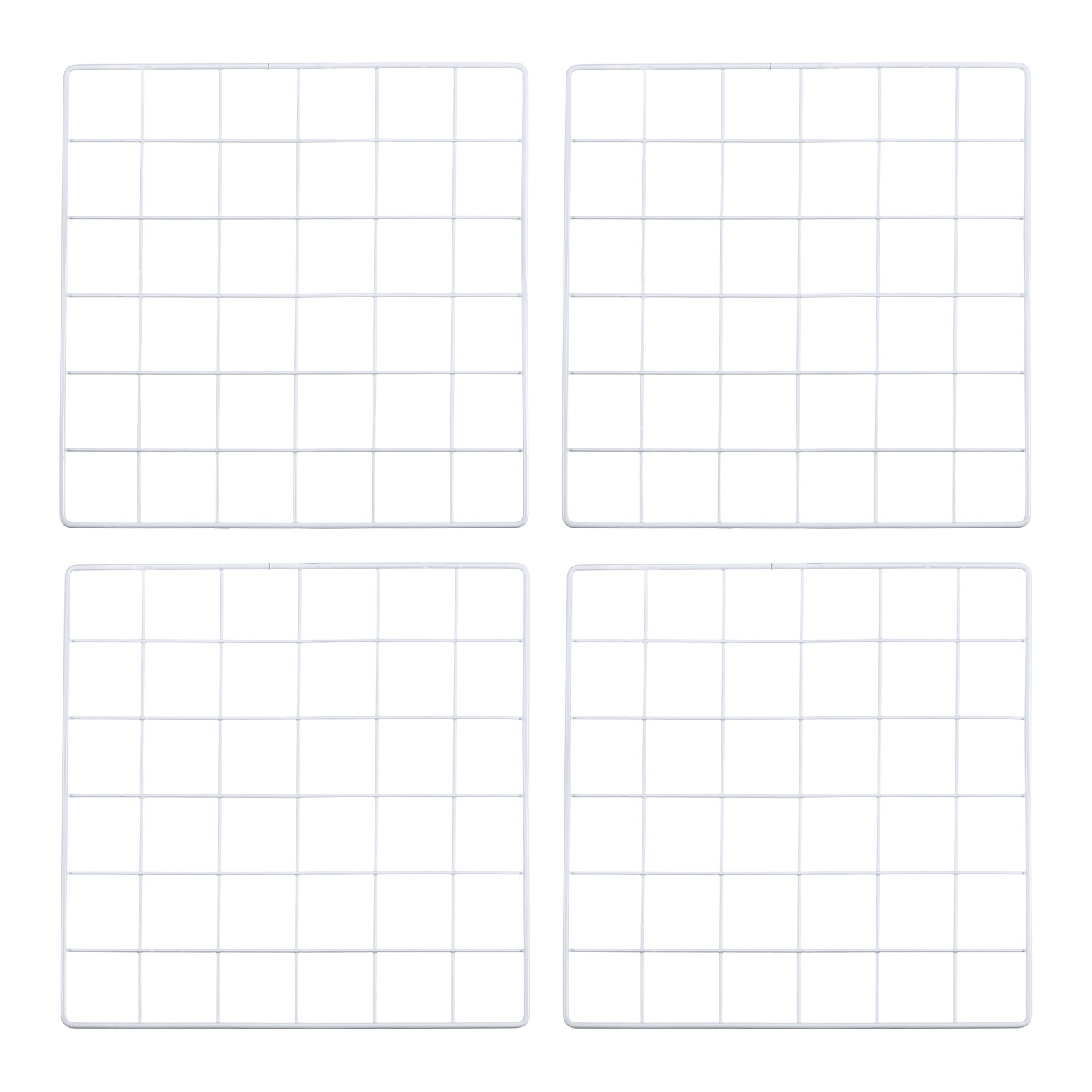 12x12" Wire Grid Panel, 4 Pcs Iron Decorative Wall Grid, White
