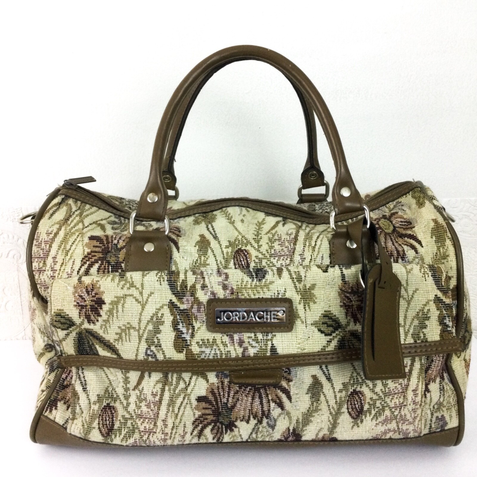 Vintage Jordache Carry On Weekender Overnight Floral Tapestry Travel Bag