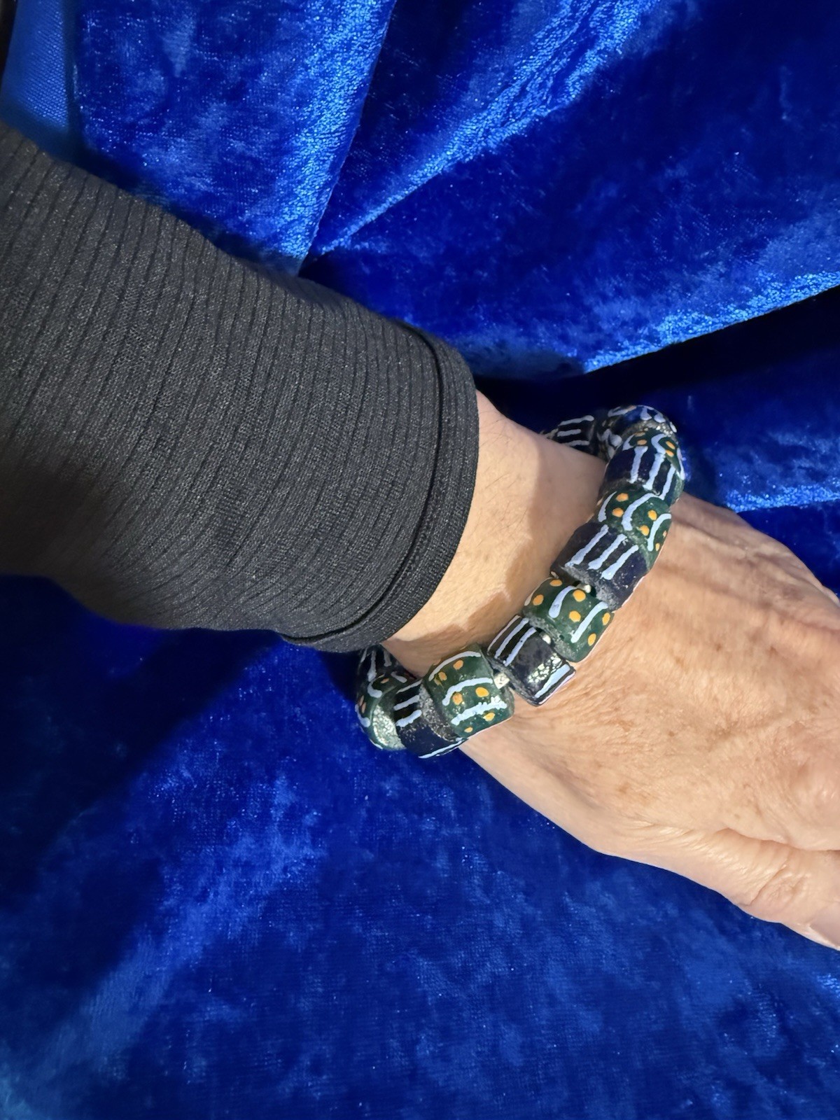 Rare Ghana Krobo Hand-Painted Powder Glass Beads - Artisan Tribal Trade Strand