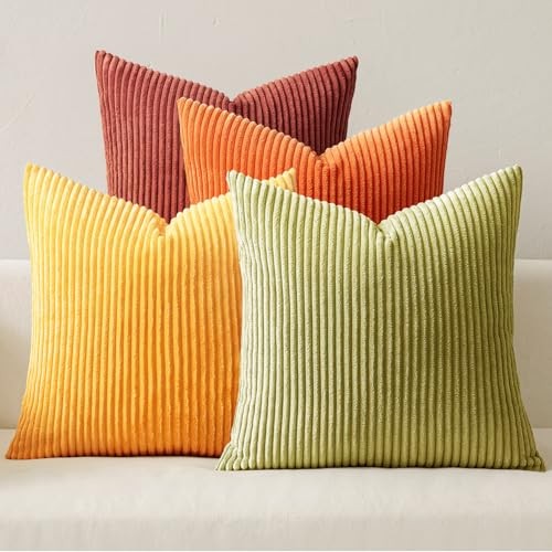  Decorative Throw Pillow Covers 18x18 Inch 18" x 18" (Pack of 4) Yellow Orange