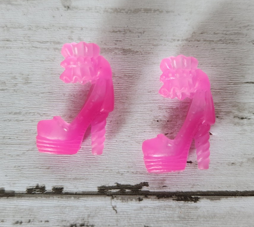 Barbie Fashionistas Pink Transparent High Heels Ankle Accent Shoes Doll Size