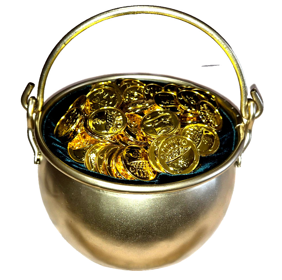 Real Leprechaun's LUCKY Pot of GOLD WON FAIR AND SQUARE FULL OF REAL COINS LOOK