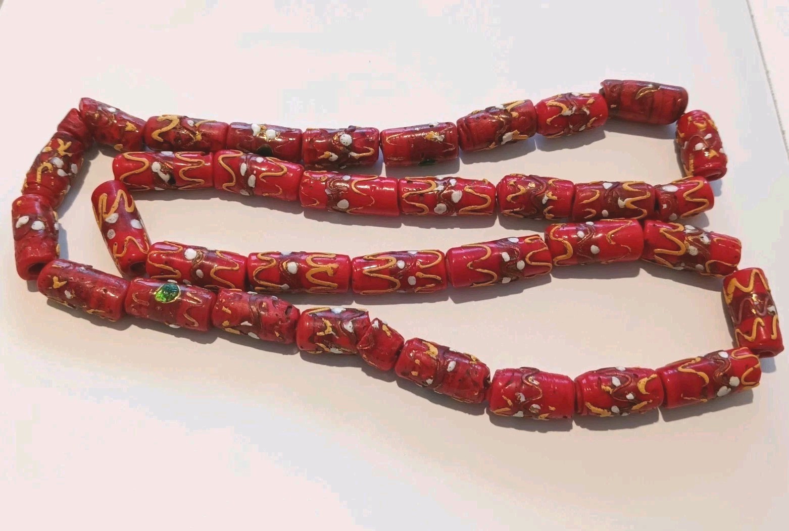 1800's Antique Venetian Red Wedding Cake Lampwork African Trade Beads