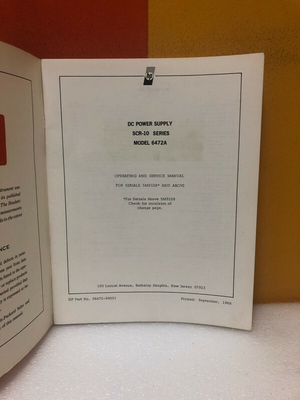 HP 06472-90001 DC Power Supply SCR-10 Model 6472A Operating & Service Manual