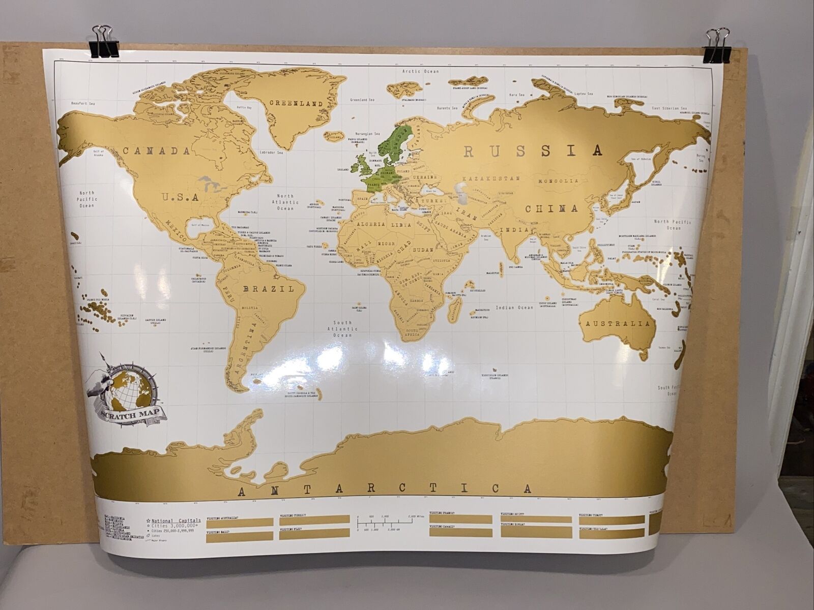 Scratchables World Map Wall Poster Places Travelled I Have Been Large Chart 33"