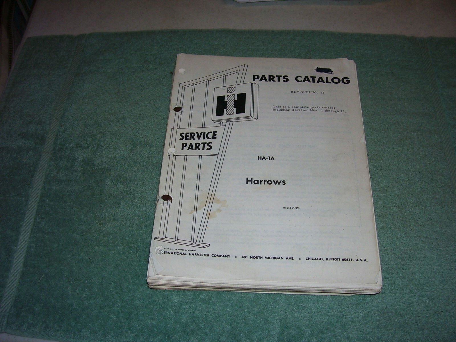 International IH Large Parts Catalog, Models of HARROWS, Revisions, 1969, 1 INCH