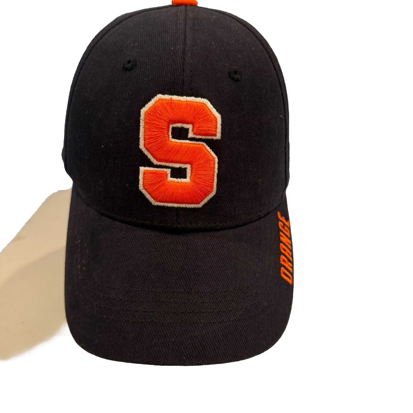 Syracuse Orange S White Navy Hat Cap Hook Loop Lucky Captivating Headwear EUC