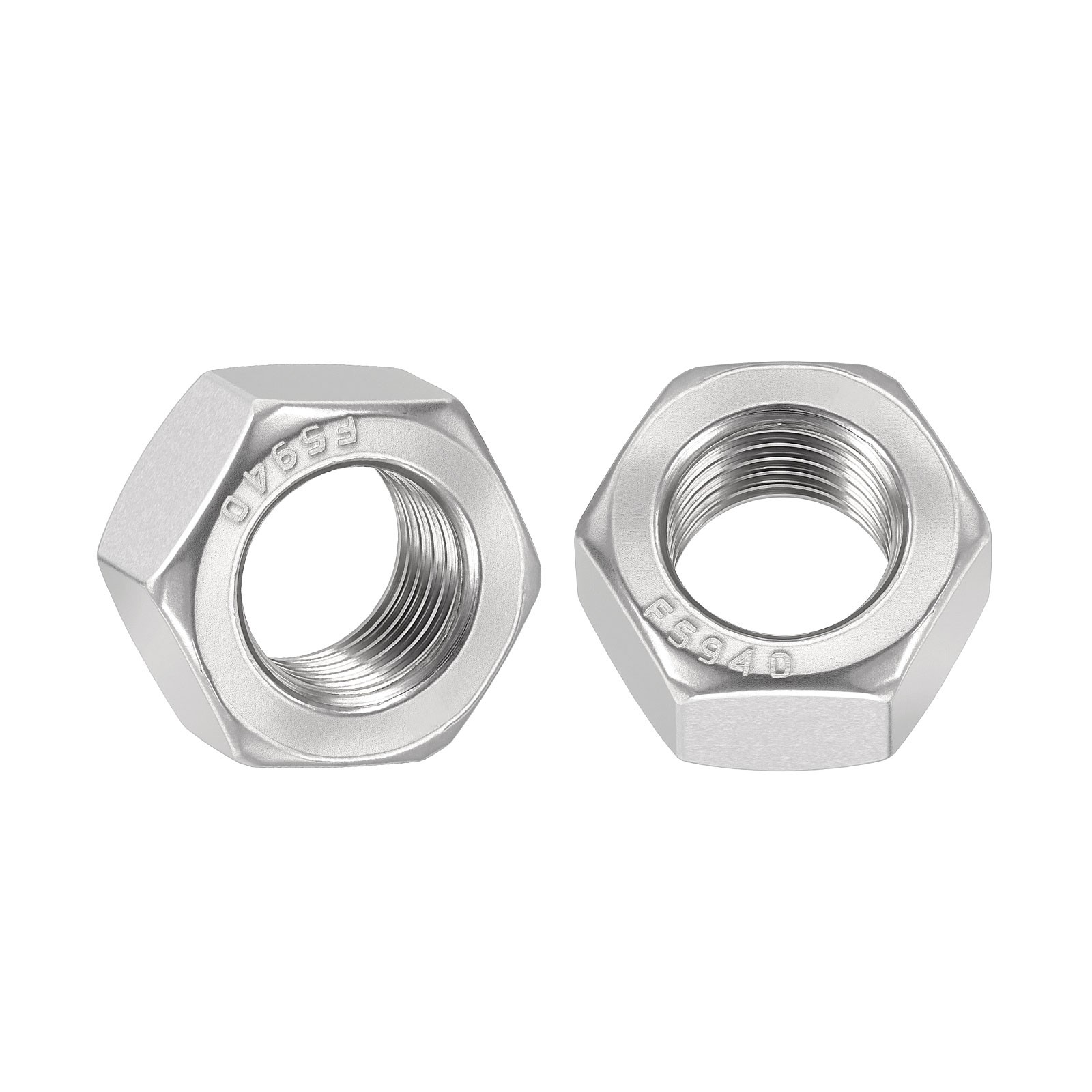 5pcs Hex Nuts - [1"-8] 304 Stainless Steel 18-8 Hardware Nuts, Silver