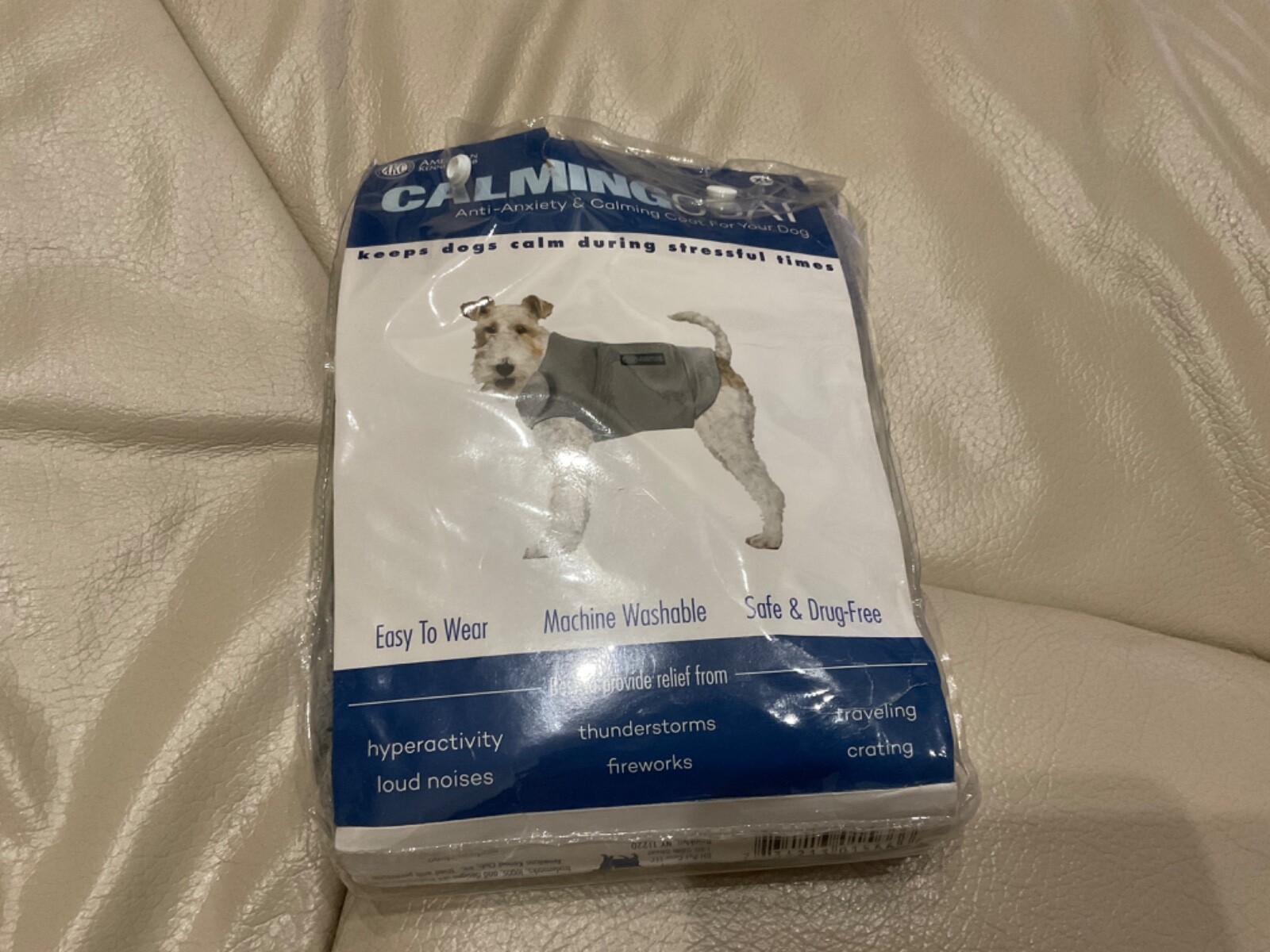 AKC American Kennel Club Anti Anxiety Stress Relief Calming Coat Dogs Gray Sz XL