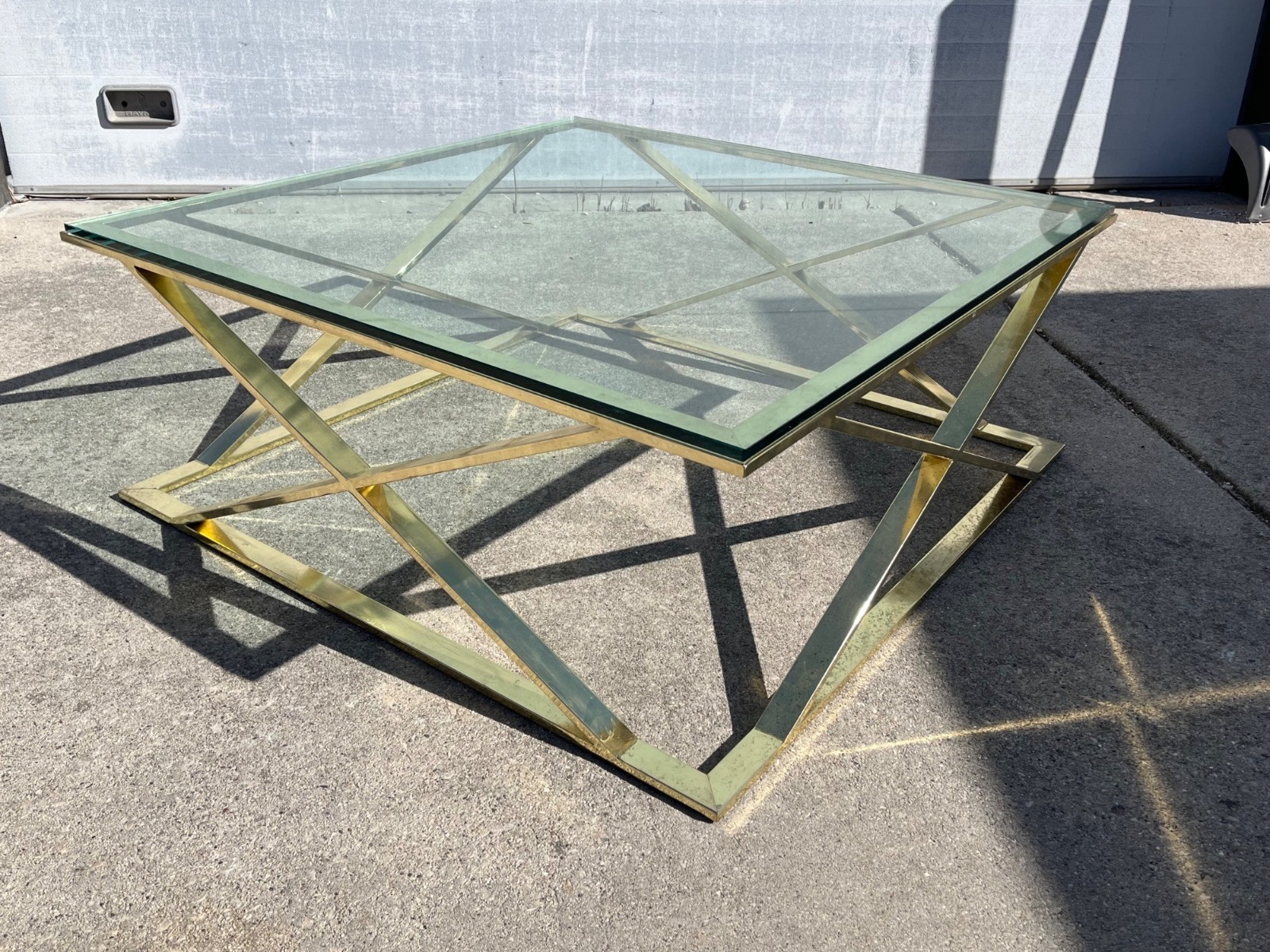 Vintage MCM Glass Top Coffee Table Geometric Mid-Century Design