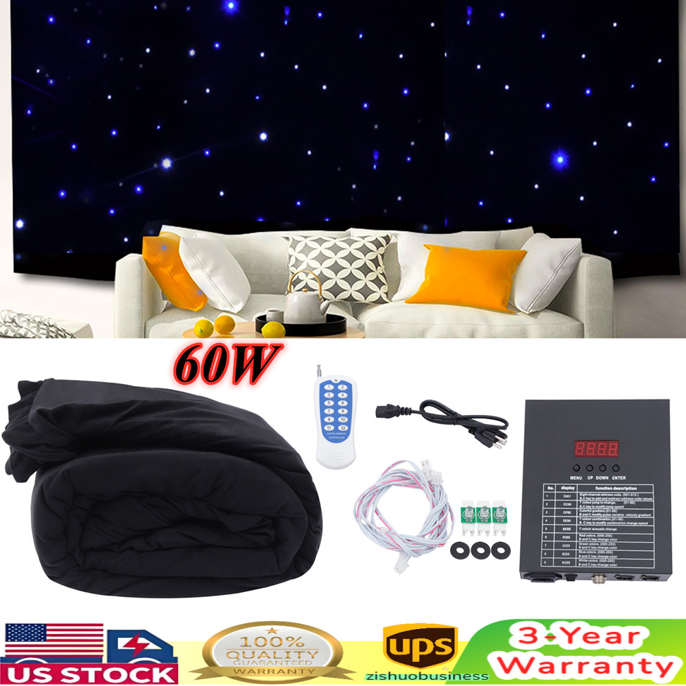 LED Background Wedding Starlight Curtain Star Stage Backdrop Curtain + Remote