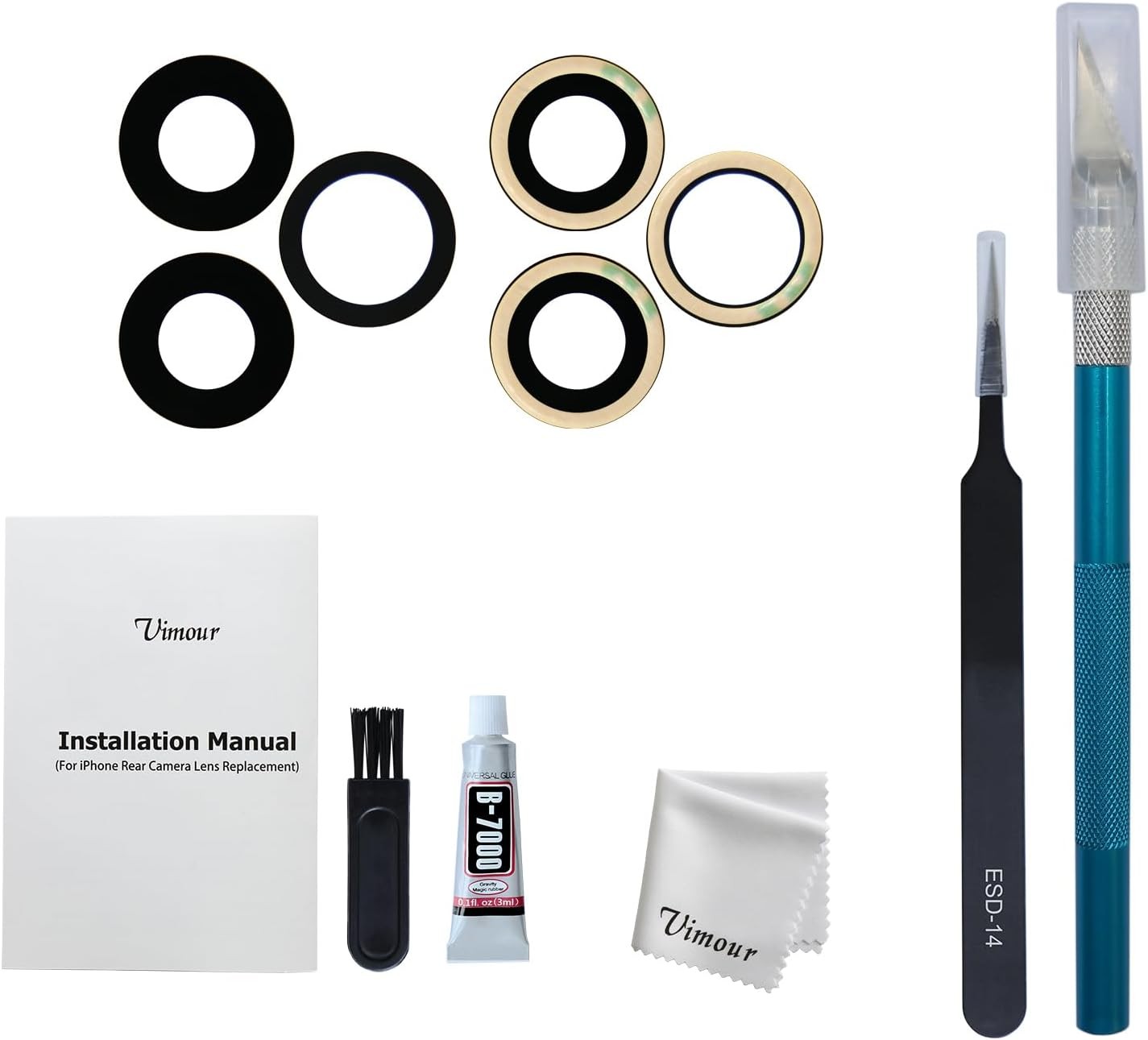 Back Rear Camera Glass Lens Replacement with Adhesive and Repair Toolkit