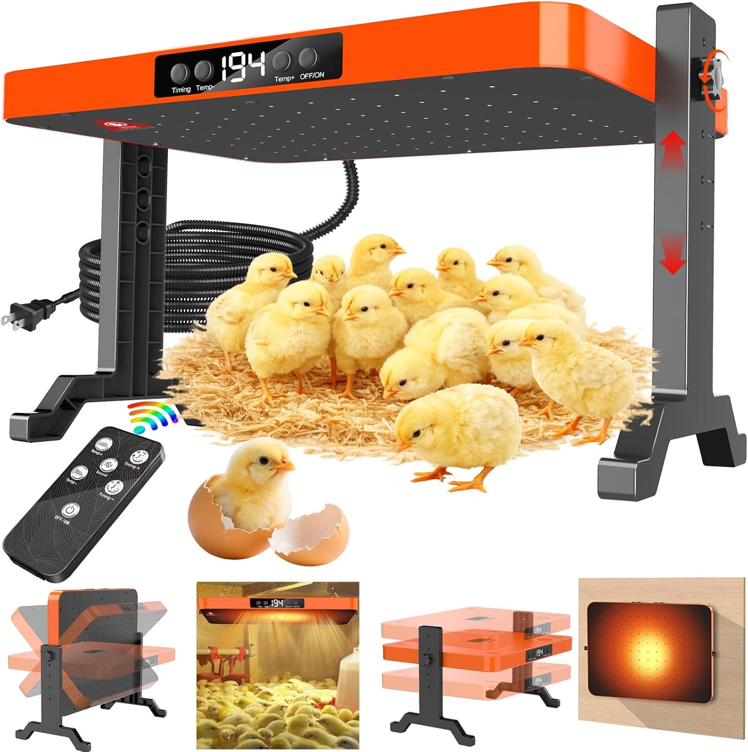 Chicken Brooder Heater,200 Watts Smart Chicken Coop Heater W/ Overheating