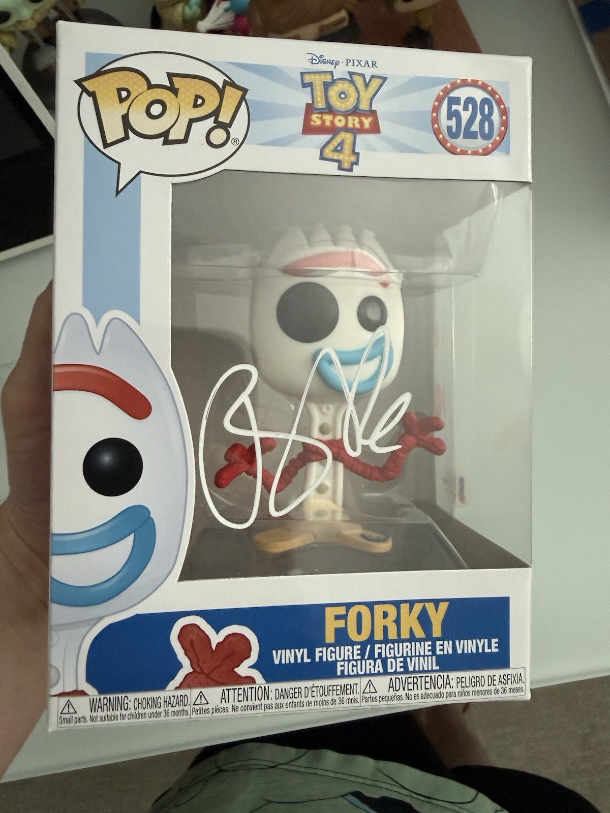 Funko Pop! Signed Tony Hale Forky Toy Story 4 Disney #528 Autographed BAS White