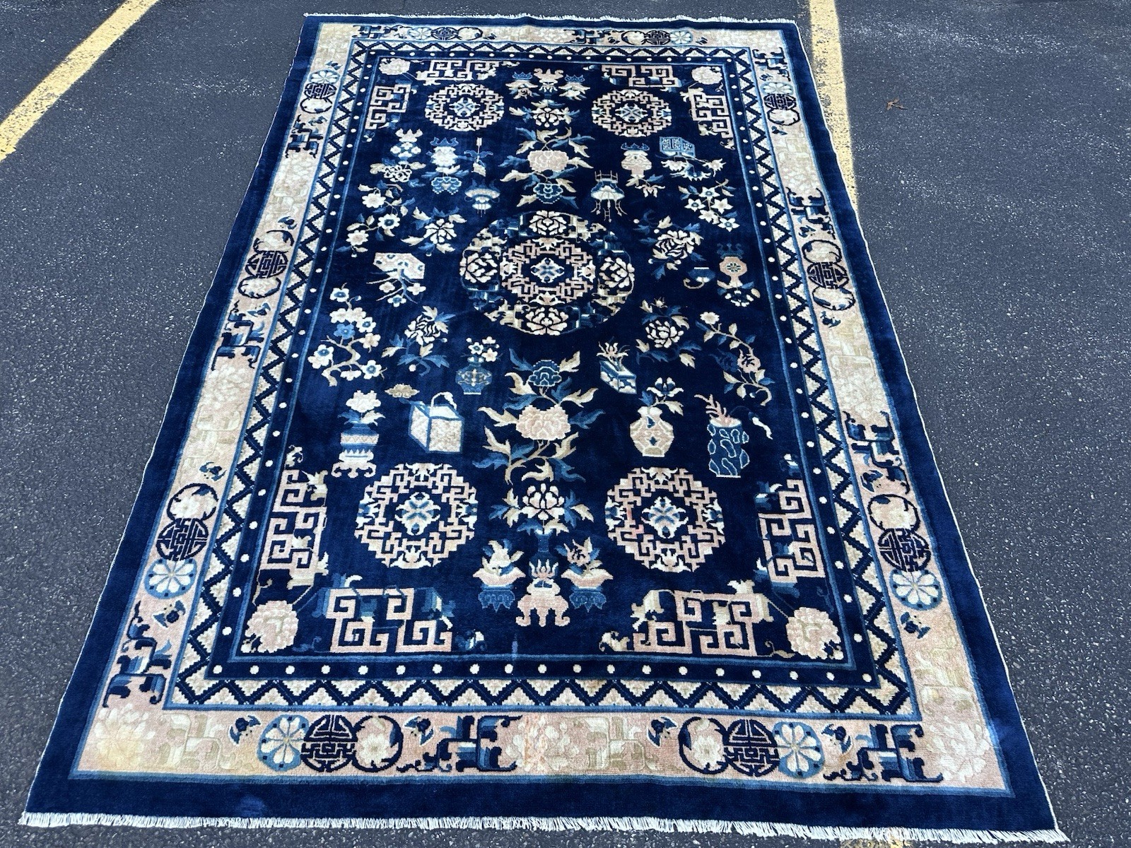 Ci 1920's ANTIQUE ART DECO CHINESE PEKING RUG 6x9 HEALTHY EVEN PILE BEAUTY