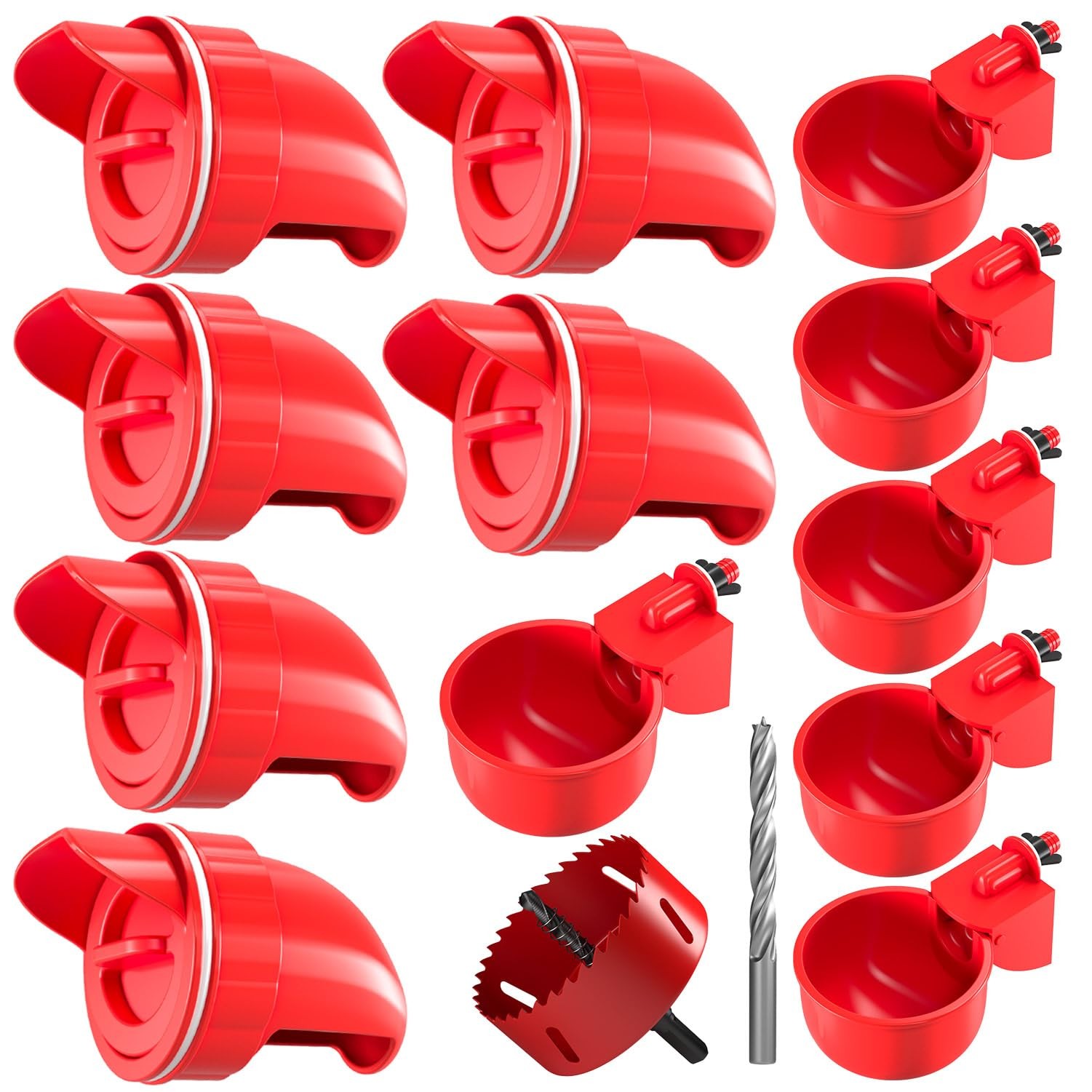 Automatic NoWaste Chicken Feeder Kit with 6 Ports and Waterer Set