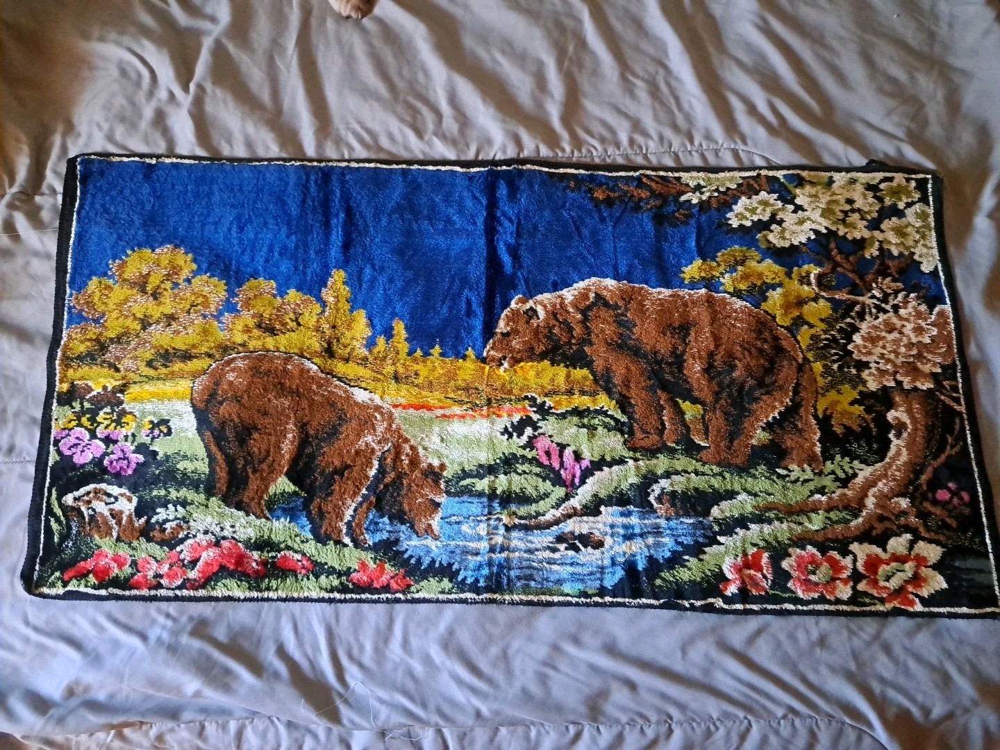 Vintage Bear Tapestry Made in Italy Boho Chic Decorative Wall Hanging Rug