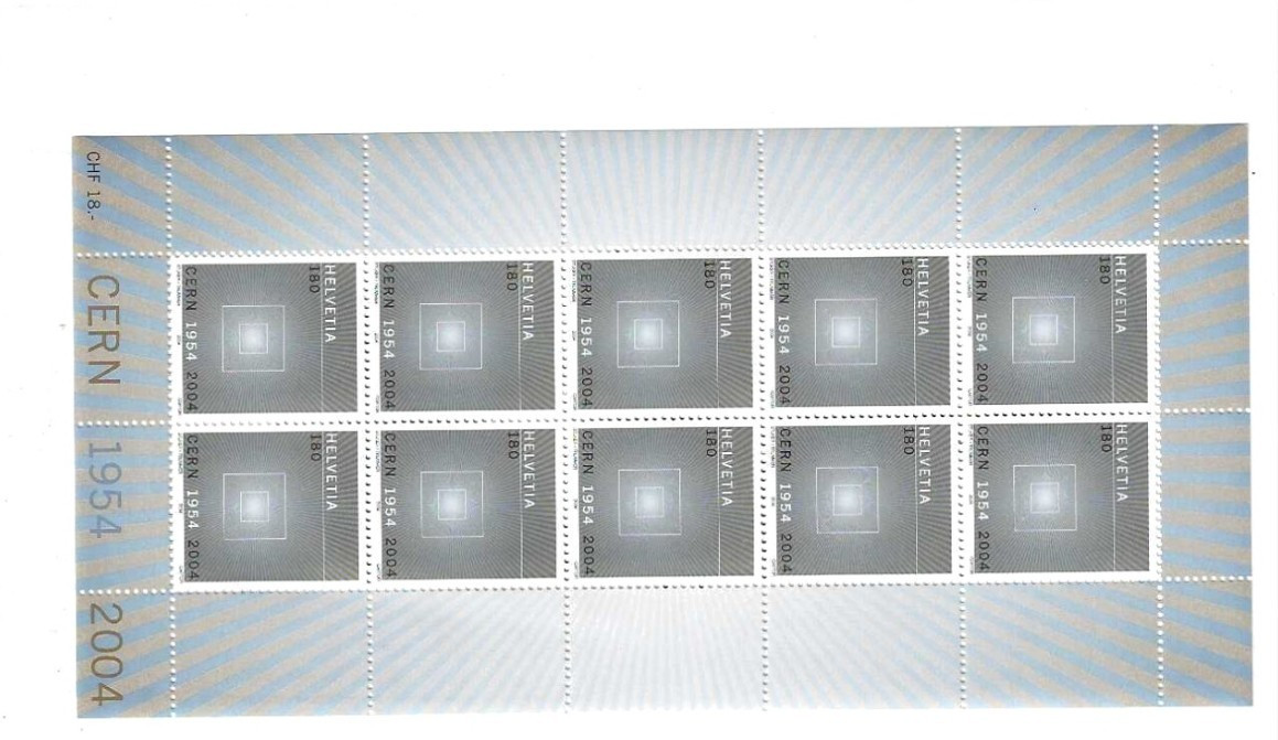 Sc# 1174 Switzerland 2004   CERN  Nuclear Mini Sheet of 10 MNH