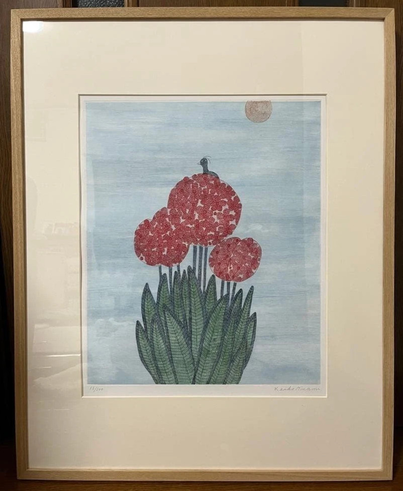Minami Keiko Flower Etching Edition Autographed 13/100 Framed