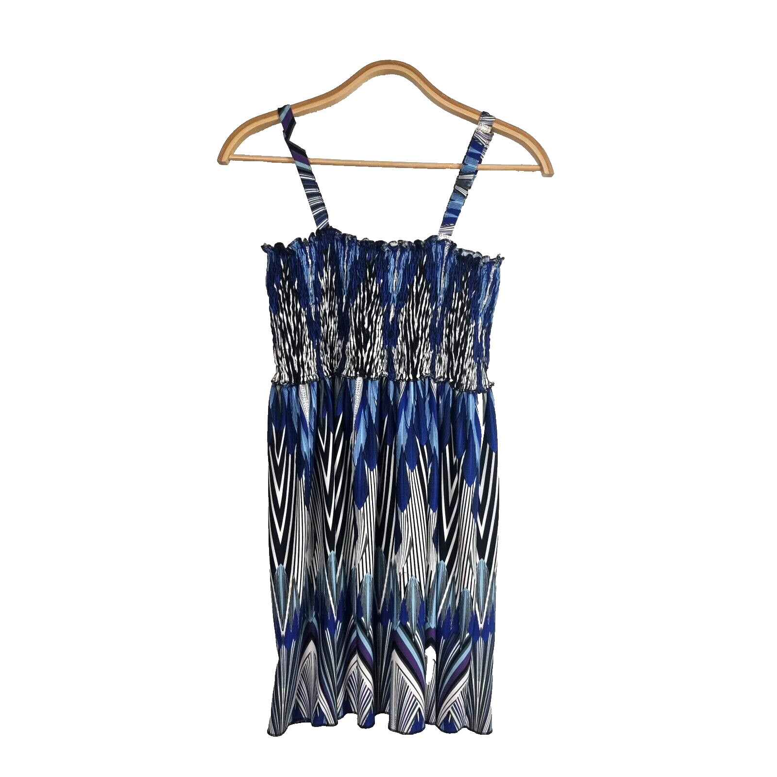 CROSSROADS Womens Dress Size M Blue/Black/White Stretch Knit Sleeveless A-line