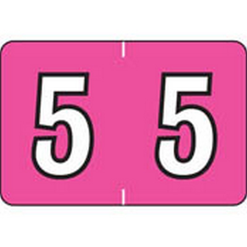 Colwell Compatible Numeric "5" Labels, Polylaminated Stock, 1" X 1-1/2"