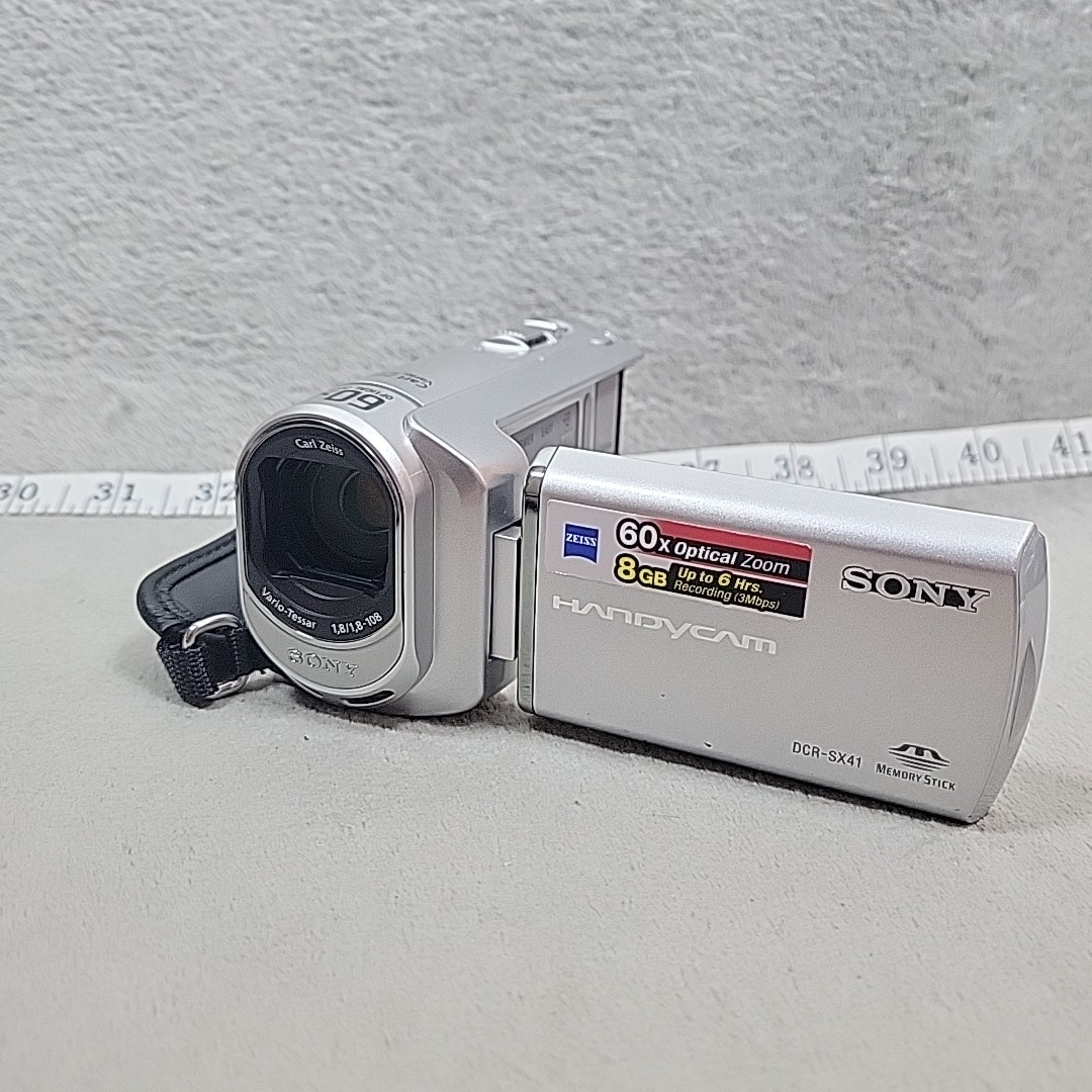 Sony DCR-SX41 Silver Camcorder 8GB Internal Memory Tested Works - READ