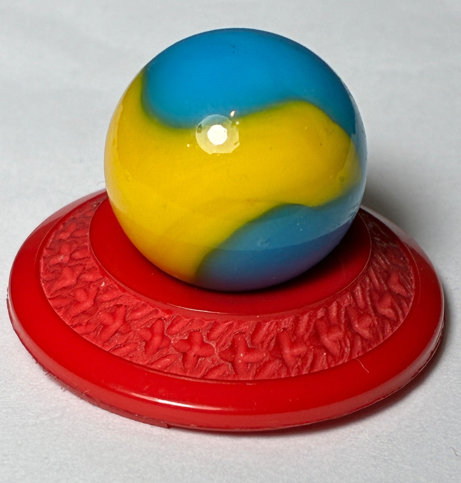 VTG Peltier Peerless Patch Cub Scout Glass Toy Marble Vitro Akro .64 Inch